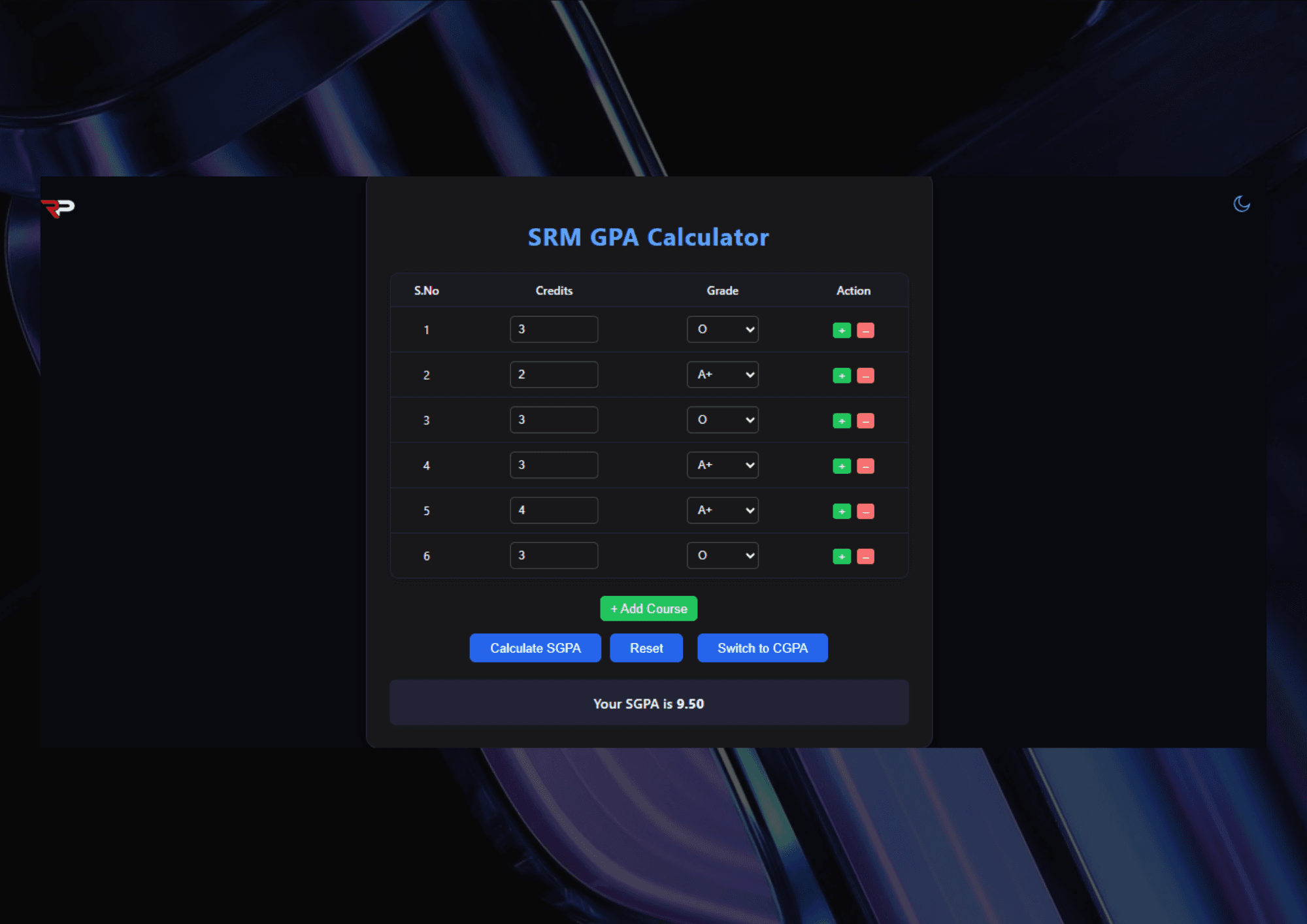 SRM GPA Calculator Web App